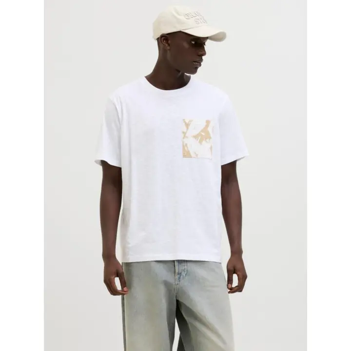 Jack & Jones Split Camiseta Con Bolsillo Manga Corta Color Blanco - Elástico, Suave Y Combinable - 1