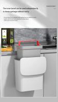 Basurero De Pared Montado Para Cocina Y Baño Con Tapa Deslizante Material PP Blanco/Gris 9L/7L Recipiente De Almacenamiento Rectangular - details 9