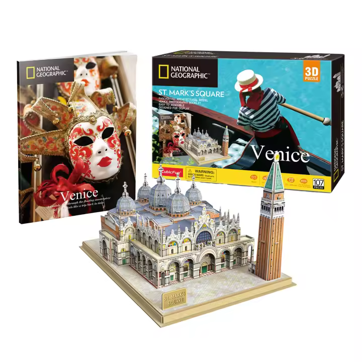 National Geographic - Puzzle 3D Plaza San Marcos  Puzzles 3D  Maquetas para Construir Adultos Y Niños  Puzzle 3D Adultos  Puzzle 3D Niños  107 Piezas - 1