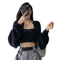 Cardigan De Mujer Elegante De Color Sólido Con Manga Larga Tejido En Nudo Chal Ultra Corto Para Otoño Chaqueta Moda Cuello Mandarín Ajuste Regular - details 7