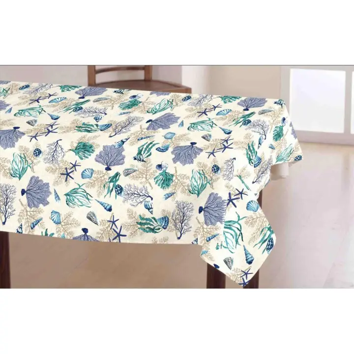 Mantel Hulehule Tex - Resinado Teflón Arrecife Azul Anti manchas Resistente al Agua Diseño Innovador Fácil Limpieza - 1