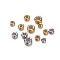 10pcs De Cuentas De Acero Inoxidable Para Ajuste Con Anillo Antideslizante De Silicona Cuentas De Espaciador Dorado Para Fabricación De Joyas DIY - details 3