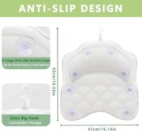 Almohada de baño, almohadas de baño para apoyar la cabeza y el cuello, almohada relajante para reposacabezas de baño de spa, almohada de baño impermeable con malla de aire 3D y 8 ventosas antideslizantes - details 0