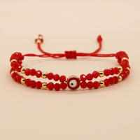 Pulsera Bohemia Estilo Con Ojos Rojos Y Resina De Aceite Pulsera De Bola De Cobre Y Cristal Rojo Para Mujer 2-Banda Transporte - details 1