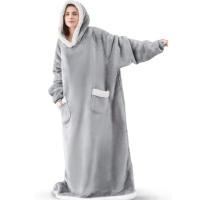 Manta De Flannel Super Larga Con Mangas 120/150cm Sudadera De Invierno Para Hombres Y Mujeres Abrazable De Peluche Gran Tamaño Para Ver Televisión - details 15