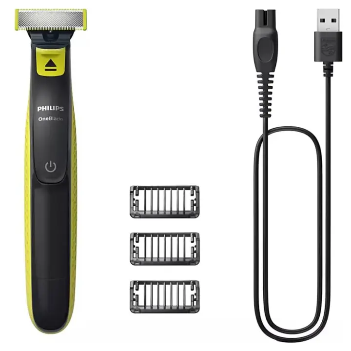Cortabarbas - PHILIPS - Oneblade QP2724/10 - 3 accesorios (1 / 3 / 5 mm) incluidos - inalámbrico recargable - Verde / Negro - 1