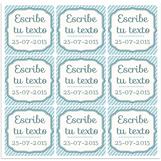 Pack de 38 Pegatinas Personalizables Azules | 3,6cm | Decoración Ideal para Bodas, Bautizos y Comuniones | Resistente al Agua  | Adhesivo Universal - 1