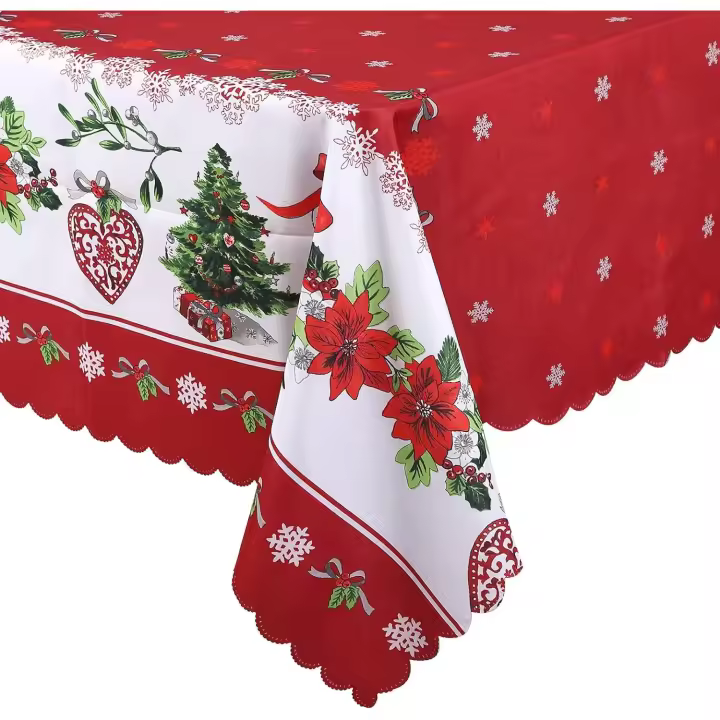 Manteles navideños rectangulares lavables, resistentes a las manchas, para decoración del hogar, fiestas navideñas, 59 x 86 pulgadas - 1