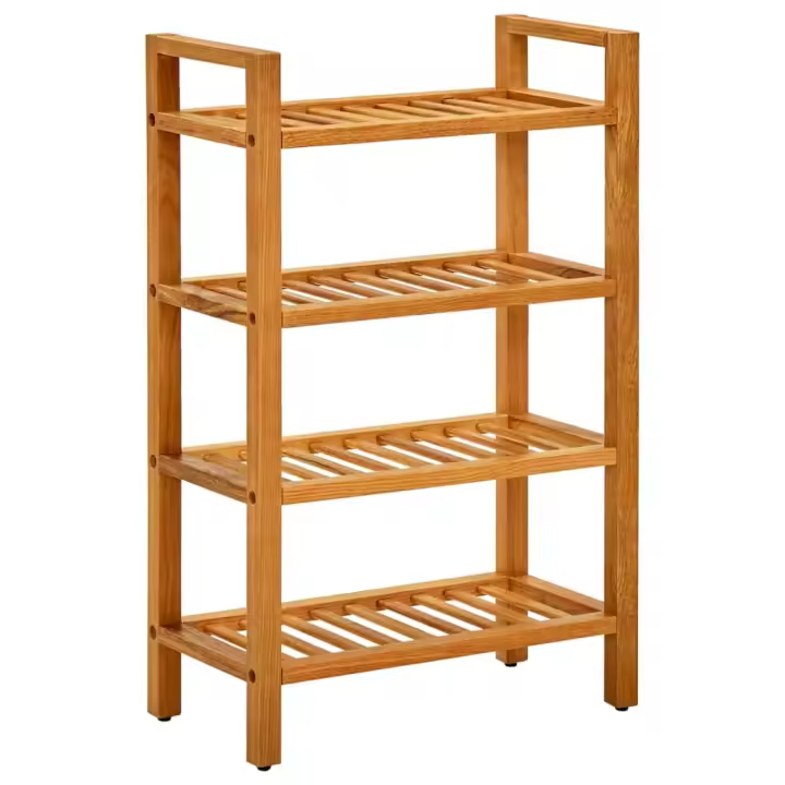 vidaXL Zapatero con 4 estantes madera maciza de roble 50x27x80 cm - 1