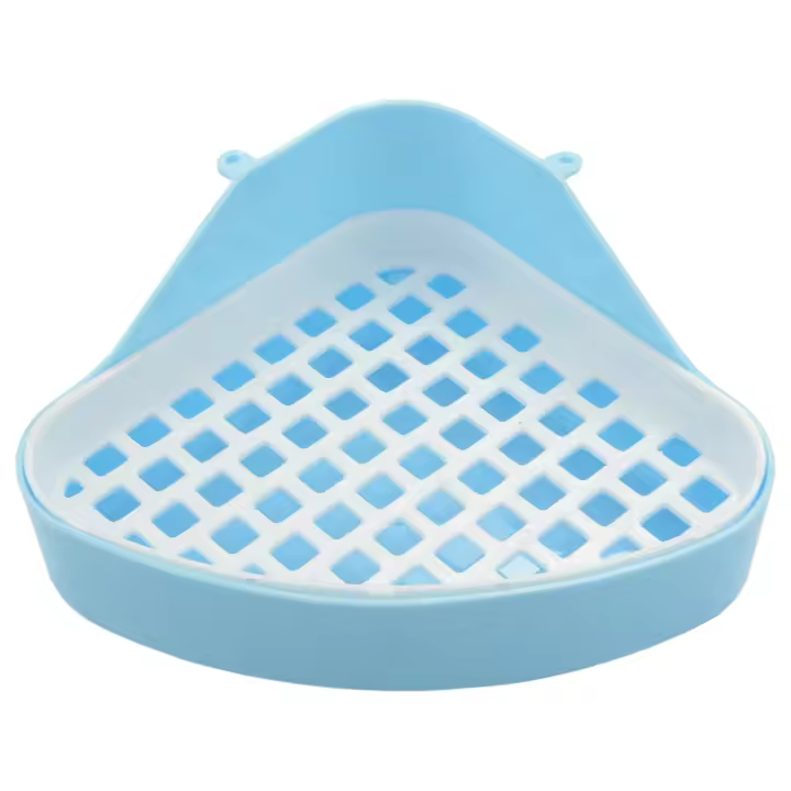 Tray de Aguas para Conejo Pequeño Animal Banño de Esquina Peluqueria para Mascotas Material Plástico Color Azul Adecuado para Juegos de hasta 2 Años - 1