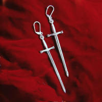 Pendientes Colgantes De Espada Gótica Para Mujer Joyería De Halloween Clásica Y Mística Regalo Elegante Con Doble Hoja Y Anillo - details 20