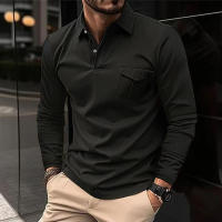 Camisa Polo Larga Para Hombre Otoño/Invierno Nueva Caramel Casual Con Bolsillos Talla Europea ZJPL8-2 Polyester Unissex - details 3