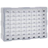 vidaXL Organizador Multicajones con 64 Cajones Herramientas Armario Taller Color Naranja y negro,  Gris, y mas - details 1