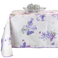 Mantel antimancha impermeable con diseño de flores moradas. - details 1