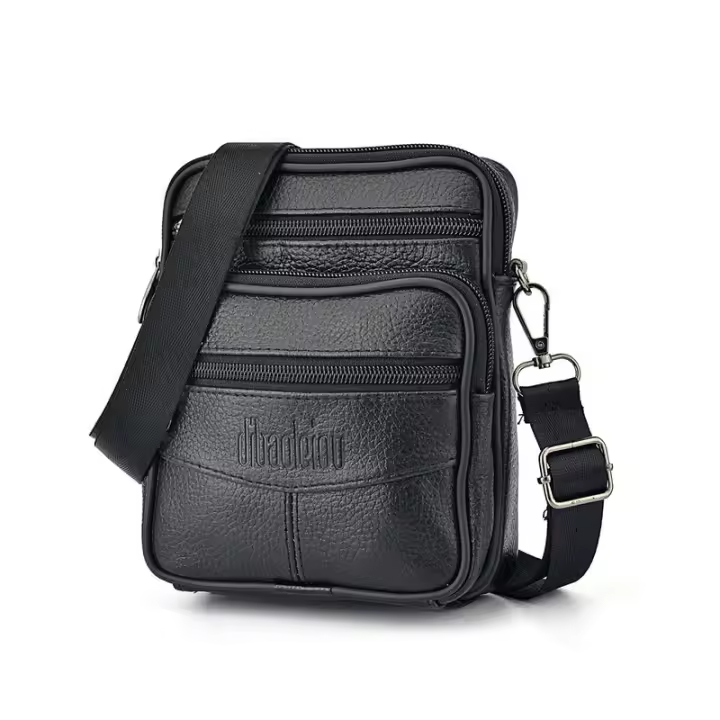 Nuevo bolso de Crossbody de los hombres del cuero genuino, bolso de mensajero vertical de los hombres, maletín de viaje casual - 1