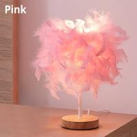 Lámpara De Mesa LED Caliente Pequeña Luz Nocturna Creativa Nórdica Romántica Para Novia Dormitorio Rojo Con Plumas Fuente De Alimentación DC 5V ABS Sin Baterías Certificación 2 Años - details 3