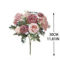 Decoraciones De Navidad Para La Casa Flores Artificiales De Seda Rosa Peonia Y Hydrangea Arreglo De Novia Para Fiesta De Boda Decoración De Mesa De Comedor Plantas Falsas Para El Hogar - details 1