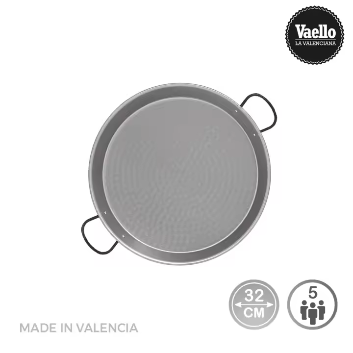 Paellera acero pulido para induccion y vitroceramica ø32cm (5 personas).vaello - 1