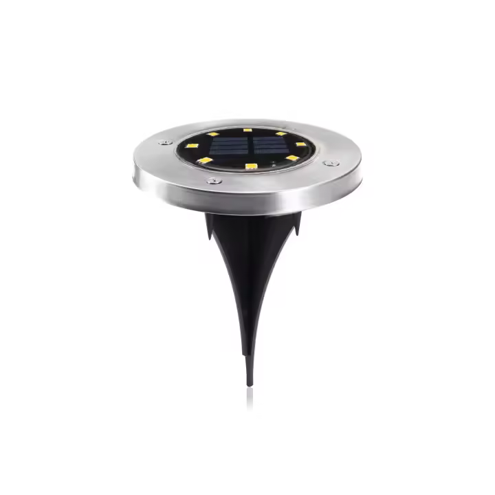 Mediawave Store Faretto Segnapasso Ricarica Solare 8 LED Luce Fredda Impermeabile da Esterno - 1