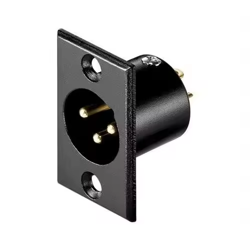 CABLEPELADO Conector XLR Macho | Base de Chasis | Terminales para Soldar | 3 Pines | Apto para Montaje en Superficie | Negro - 1