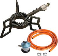 Elma Pack Hornillo de gas en Hierro Fundido con Manguera de Conexión y Válvula de Seguridad I 6,5 KwI Kit Completo compatible con Gas Butano y Propano - details 0