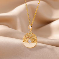 Collar Colgante De Coral Con Zirconia En Oro 18K Para Mujer Joyería De Moda Cadena Aestética Encanto Accesorios Decorativos Corporales - details 2