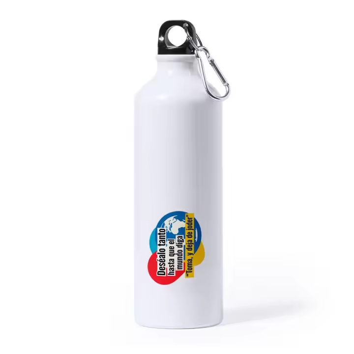 MERCHANDMANIA Bidón Grande 800 ml acero inoxidable frase motivadora deseo sueño esfuerzo deporte deportivo con mosqueton botella - 1
