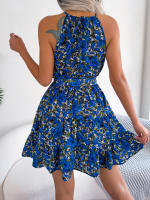 Vestido De Verano Casual Para Mujer Con Estampado Floral Y Volantes Estilo Halter Largo Mini Polyester Slim Fit Y Flare - details 25