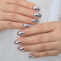 Uñas Postizas De Cromado Mediano Tamaño Square Electroplating Chrome Para Profesionales Cubierta Total De Uñas Artísticas Para Dedos - details 2