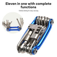 Kit De Reparación De Bicicleta Multifuncional 11 En 1 Herramienta De Ciclismo Con Llaves De Enchufe Destornillador Cadena Hexagonal Y Llaves De Espiga En Aleación De Aluminio Rojo/Azul/Oro/ Negro - details 5