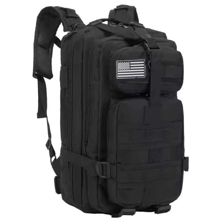 Mochila Militar Táctica 38 Litros de Gran Capacidad Bolsa XL de Senderismo para Acampar, Ciclismo, Multiusos con muchos bolsillos NEGRA - 1
