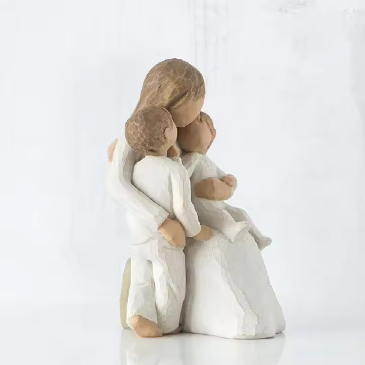 Estatua De Escultura Pintada a Mano Madre Con Niño Decoración Para Escritorio De Sala De Estar Regalo De Fiesta - 1