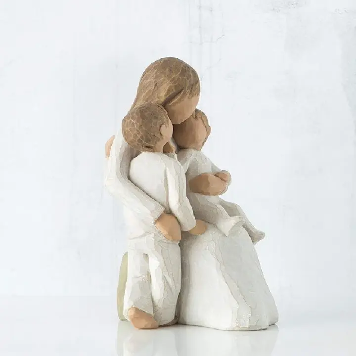 Estatua De Escultura Pintada a Mano Madre Con Niño Decoración Para Escritorio De Sala De Estar Regalo De Fiesta - 1