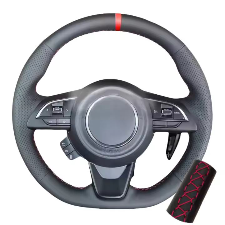 Cubierta De Volante De Cuero Microfibra Personalizada Para Coche Suzuki Jimny Sierra Swift Sport Teszt Baleno 2018-2022 Tejido a Mano Transpirable Antideslizante Resistente Al Desgaste - 1