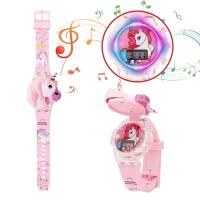 Reloj Electrónico De Unicornio Con Luz Y Música Rotatoria Para Niños Reloj De Pulsera Digital Deportivo Con Cierre De Hebilla - details 7