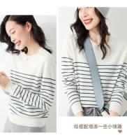 Suéter De Punto Para Mujer 2025 Estilo Oficina Lady Con Rayas Cuello Redondo Manga Larga Suéter Caliente Y Suave Para Todas Las Estaciones - details 6