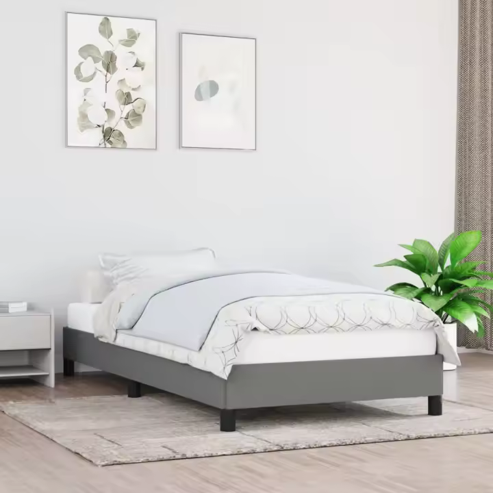 Estructura de cama sin colchón tela gris oscuro 90x190 cm - 1