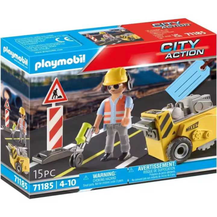 Playmobil 71185 Trabajador de la construcción con cortad  edad a partir de 3 años. 23P71185 - 1
