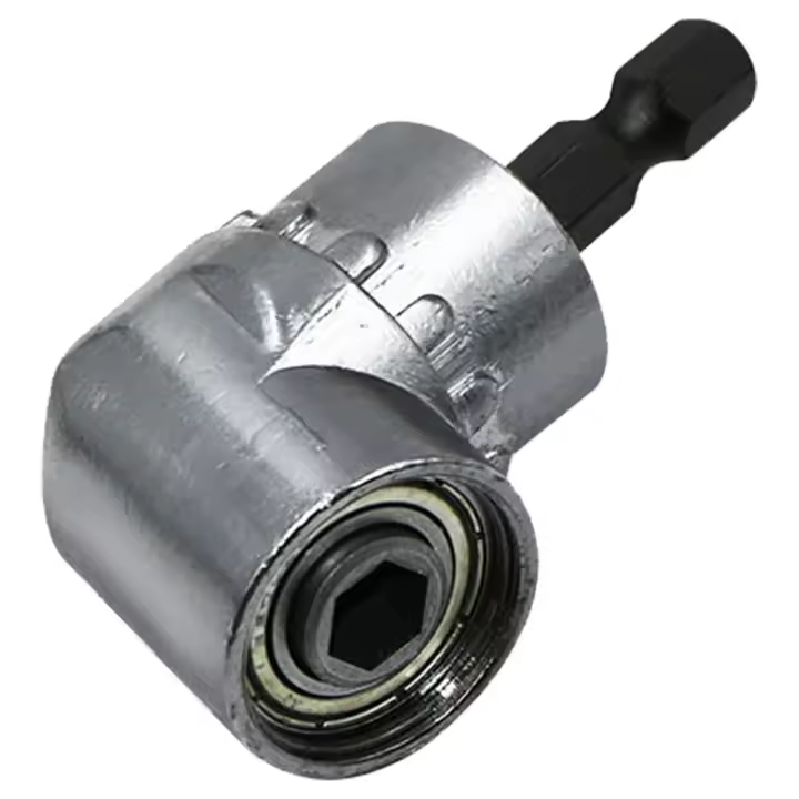 Adaptador De Destornillador De Ángulo De 105 Grados Soporte De Destornillador De Herramientas Para Herramientas Eléctricas Acero De Vanadio Cromado Longitud Aproximada 5.51 Pulgadas Y 2.36 Pulgadas Color Plateado Y Negro - 1