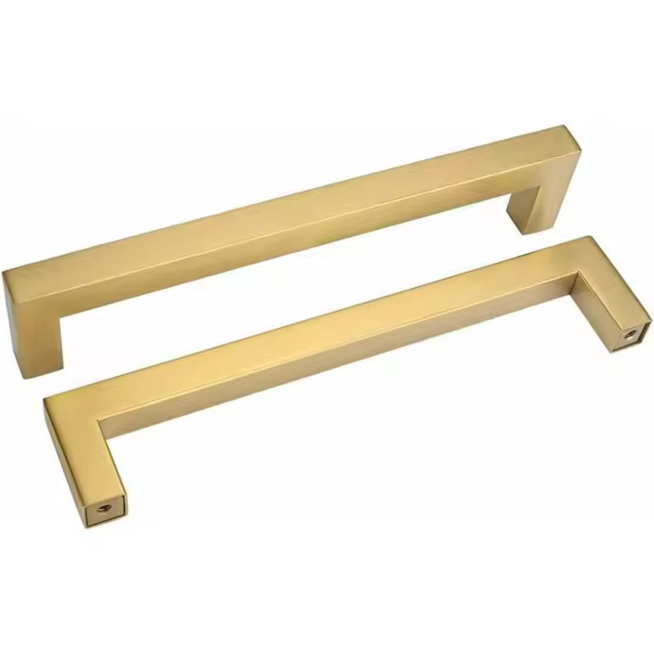 Juego de 2 tiradores dorados para muebles Tiradores para cajones de aleación de zinc - Tiradores dorados Tiradores dorados para cocina en aleación de zinc cepillado Distancia entre centros 128 mm - 1