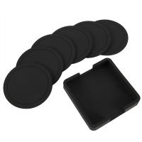 Juego De 7 Piezas De Cojines Para Vajilla Antideslizantes De Silicona No Esmerilados Redondos Negros Decoración Moderna Para Oficina Y Hogar - details 0