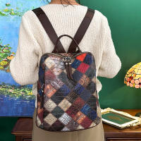 Mochila Vintage de retales para mujer, morral de cuero, Mochila de viaje, mochilas escolares para adolescentes, 2024 - details 8