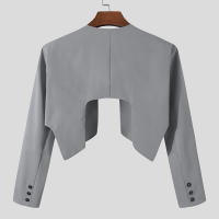 Incerrun Chaqueta De Hombre Color Sólido Con Costuras Abiertas Manga Larga Irregular Ropa Casual De Invierno Estilo Callejero Ajustada Tallas S-5XL - details 9