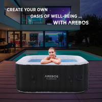 AREBOS Spa Hinchable Bañera de Hidromasaje | Cuadrada | Interior y Exterior | 154x154cm | 4 Personas | 130 Chorros de Masaje | 600 L - details 7