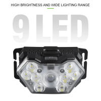 Lámpara Frontal LED De 9 Luces Recargable USB Con Sensor De Movimiento Luz Portátil Para Pesca Camping Y Actividades Al Aire Libre - details 1