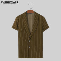 Camisa De Verano Para Hombre INCERUN Moda Corta Cuello V Casual Striped Top Para Calle Ropa Unisex Botones Talla S-5XL - details 4