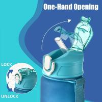 Botella Deportiva De 800ml/27oz Con Escala De Tiempo a Prueba De Fugas Para Viajes Y Fitness Plástico Resistente - details 10