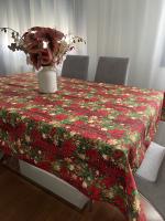 Mantel Navidad ,Mantel textil en color Rojo ,tamaño grande ,140 x 300 cm ,Mantel lavable rectangular para mesa de comedor ,Decoracion Navidad - details 1