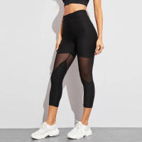 Pantalones De Yoga Para Mujer Transpirables De Malla En Verano Con Cintura Elástica Para Running Y Fitness Pantalones Deportivos De Longitud Media - details 4