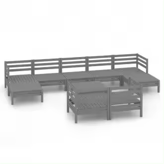 VIDAXL 3083381 conjunto de muebles de jardín de 10 piezas modulares de madera de pino gris - 1